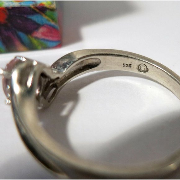 925 Sterling Silver Ring w/ Pink Garnet & White Cubic Zirconia - Picture 10 of 10